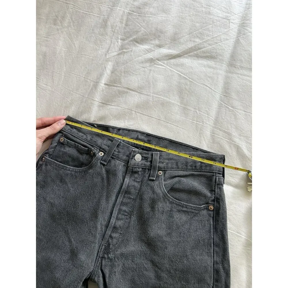 Vintage Levi’s 501 Jeans USA Made Black Denim Measures 30x34 Distressed Faded 95